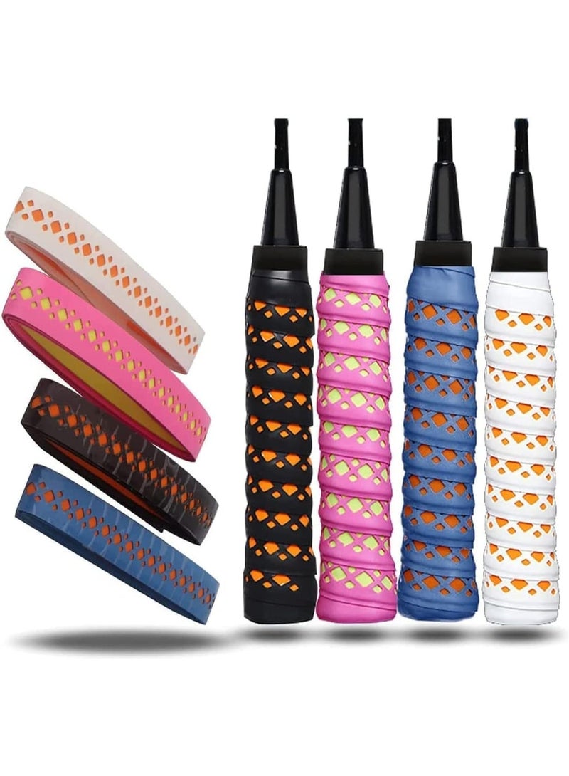 ChicAbode Tennis Racket Grip Tape, Precut and Dry Feel Tennis Grip, Anti Slip & Quick-Dry Grip Tape, Perforated Super Absorbent Tennis Overgrip for High Performance (4 Grips) - Image 1